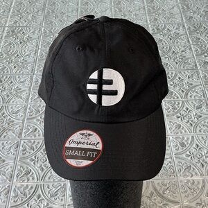 Imperial Black Cap White Emblem Cross Small Fit Adjustable Velcro NWT